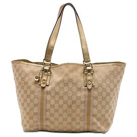 Gold Gucci Large GG Canvas Jolicoeur Tote
