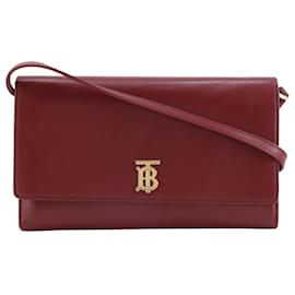 Borsa a tracolla crossbody Burberry in pelle rossa con tracolla TB
