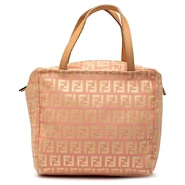 Borsa a mano mini Zucchino in tela rosa Fendi