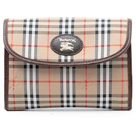 Clutch in tela Burberry Haymarket Check beige