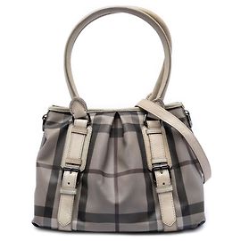 Borsa Northfield in tela rivestita Burberry Small Smoke Check grigia