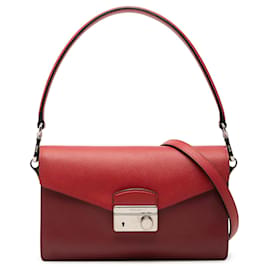Borsa Prada Mini Saffiano Lux Sound Lock Rossa