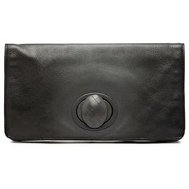Schwarze Bottega Veneta Leder Clutch mit Drehsverschluss