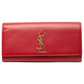 Rote Saint Laurent Grain de Poudre Monogram Cassandre Clutch