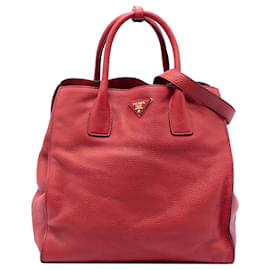 Borsa Tote Convertibile Aperta Prada Vitello Daino rossa
