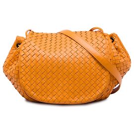 Borsa a tracolla con patta Bottega Veneta in nappa Intrecciato arancione