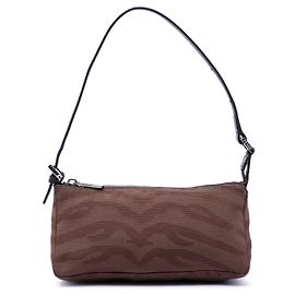 Pochette de hombro en lona con estampado de cebra marrón Fendi
