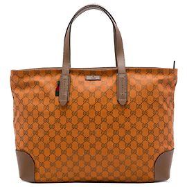 Brown Gucci GG Canvas Web Tote