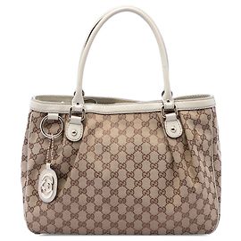 White Gucci GG Canvas Sukey Tote