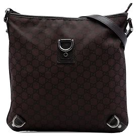 Borsa a tracolla Gucci GG Nylon Abbey D Ring marrone