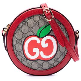 Borsa a tracolla rotonda Gucci GG Supreme Apple beige