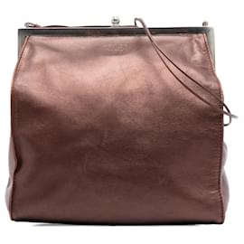 Borsa a tracolla Prada Metallic Nappa con struttura marrone