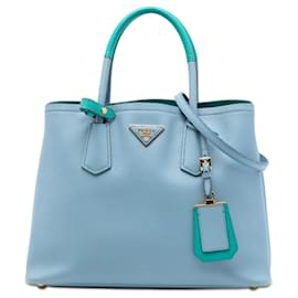 Borsa Prada Medium Bicolor Saffiano Cuir blu
