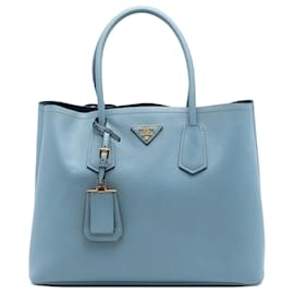 Borsa Double Saffiano Large blu Prada