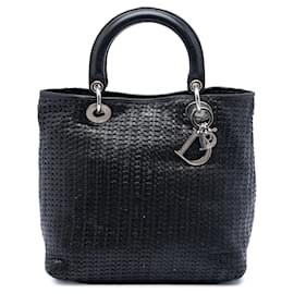 Borsa Lady Dior Soft in pelle di vitello intrecciata nera, misura Medium