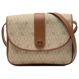 Borsa a tracolla in tela rivestita Dior Honeycomb beige