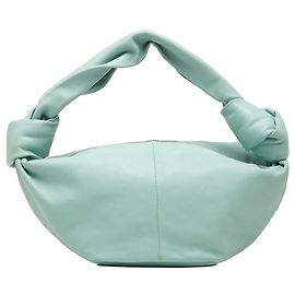 Borsa a mano Double Knot in pelle di vitello blu Bottega Veneta