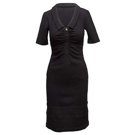 Valentino Garavani Vintage Valentino Kleid Schwarz Kurzarm mit Kragen Größe US S