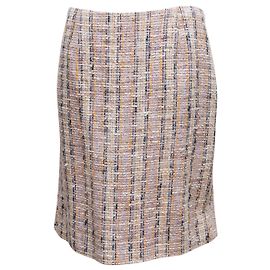Valentino Garavani Falda de tweed de algodón Valentino crema y multicolor Talla US 10