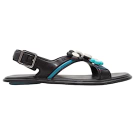 Sandali piatti in gomma Prada Nero e Multicolore Taglia 38