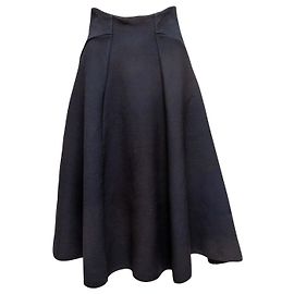 Falda evasé de mezcla de lana y seda negra Christian Dior Talla FR 40