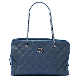 Tote Chanel Quilted Caviar French Riviera Blu
