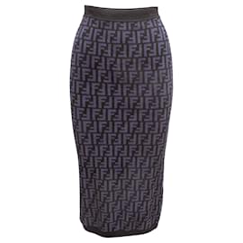 Fendi Zucca Strickrock in Schwarz & Navy Bleistiftrock Größe IT 40
