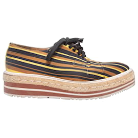 Prada Gestreifte Plateau-Oxfords Braun & Multicolour Größe 38.5