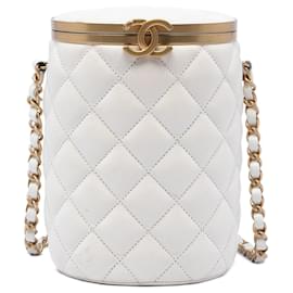 Borsa Chanel Small Crown Box in agnello trapuntato bianco