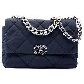 Borsa Chanel Large Canvas 19 con patta blu