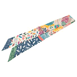 Foulard Twilly in seta Hermès Blue Chacun Fait Son Nid Scarves