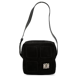 Borsa a tracolla in scamosciato nero LOEWE Anagram