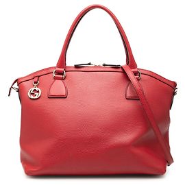 Borsa satchel Gucci Large Dollar Calfskin GG Charm Dome rossa