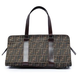 Borsa a mano in tela Zucca marrone Fendi