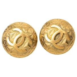 Orecchini a clip rotondi Chanel CC placcati oro