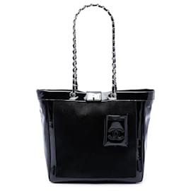 Tote Mademoiselle Turnlock em pelo de cavalo e verniz preto Chanel