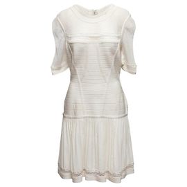 Weißes Herve Leger Mini-Kleid mit Mesh-Akzenten Größe US L