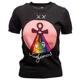 Top de punto de lana Christian Dior Judgement Tarot Card Negro y Multicolor Talla FR 38