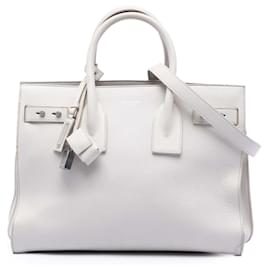 Borsa Sac De Jour in pelle di vitello granulata morbida bianca Saint Laurent