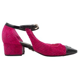 Mary Jane Chanel Fall/Winter 2022 in velluto a coste e vernice Fuchsia & Black Taglia 40
