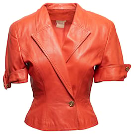 Conjunto de blazer de manga corta y falda de cuero naranja Loewe Talla EU 42