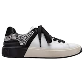 Sneakers basse Balmain impreziosnate da cristalli bianco e nero Taglia 37