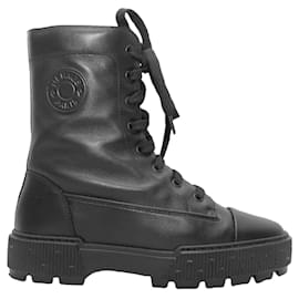 Hermès Schwarze Hermes Leder Schnürstiefel Combat Größe 36