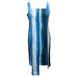 Ärmelloses Marni Kleid mit blauen Aquarell-Streifen Größe US M