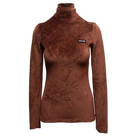 Top de cuello alto de terciopelo marrón Miu Miu Talla US S