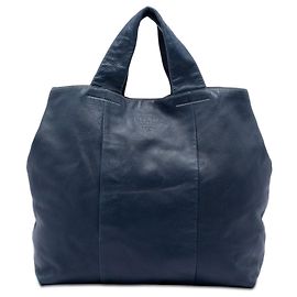 Borsa shopper blu Prada Vitello Daino