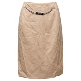 Falda lápiz Celine en color tan con detalles de cadena Talla FR 40 - Céline