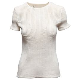Top de punto abierto de manga corta blanco Balenciaga Talla US S