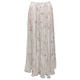 Falda larga Chanel con estampado de esquí en seda blanco y multicolor Talla FR 36