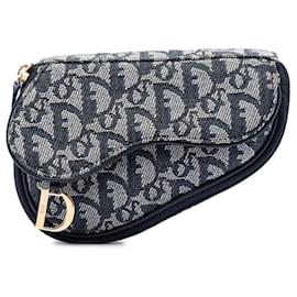 Pochette Saddle in tela Diorissimo blu Dior